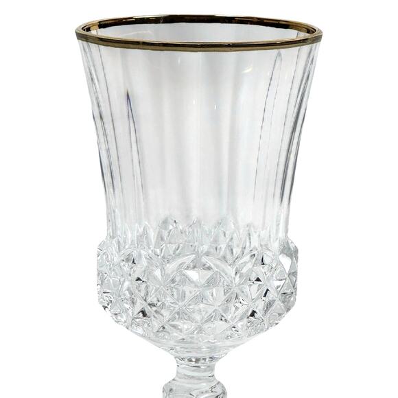 Cristal D'Arques Durand Valencay Gold Rim Lead Crystal 7" Wine Glasses-Set of 4 - Picture 3 of 6
